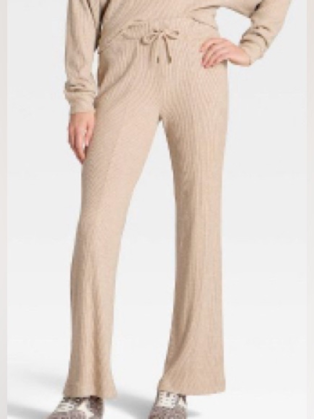 NWT Universal Thread Ribbed Flare Athleisure Lounge Pants -Oatmeal, 1X